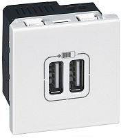 Розетка 2хUSB тип A+A Legrand Mosaic для кабель-канала Metra 1-м. 2 мод. белый картинка
